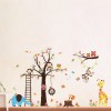 Tree Wall Sticker with Squirrel, Fox, Mushroom, Owls, Monkey, Birds, Giraffe, Elephant