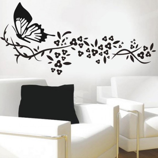 butterfly & flower vinyl wall art decals | wall stickers, vinyl wall