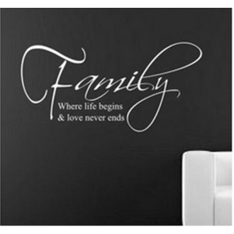 Family: Love never Ends Quote Wall Decal