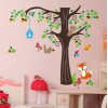   Tree Wall Sticker for Nursery, Squirrel, Fox, Mushroom Wall Decal