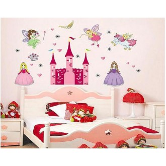 Princess Castle and Angel Cartoon Wall Decal