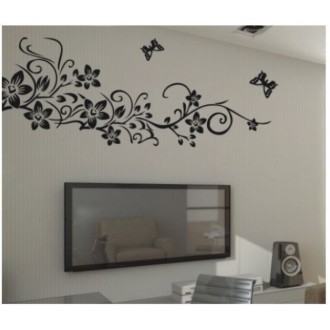 Elegant  Vine And Butterflies Wall Decal 